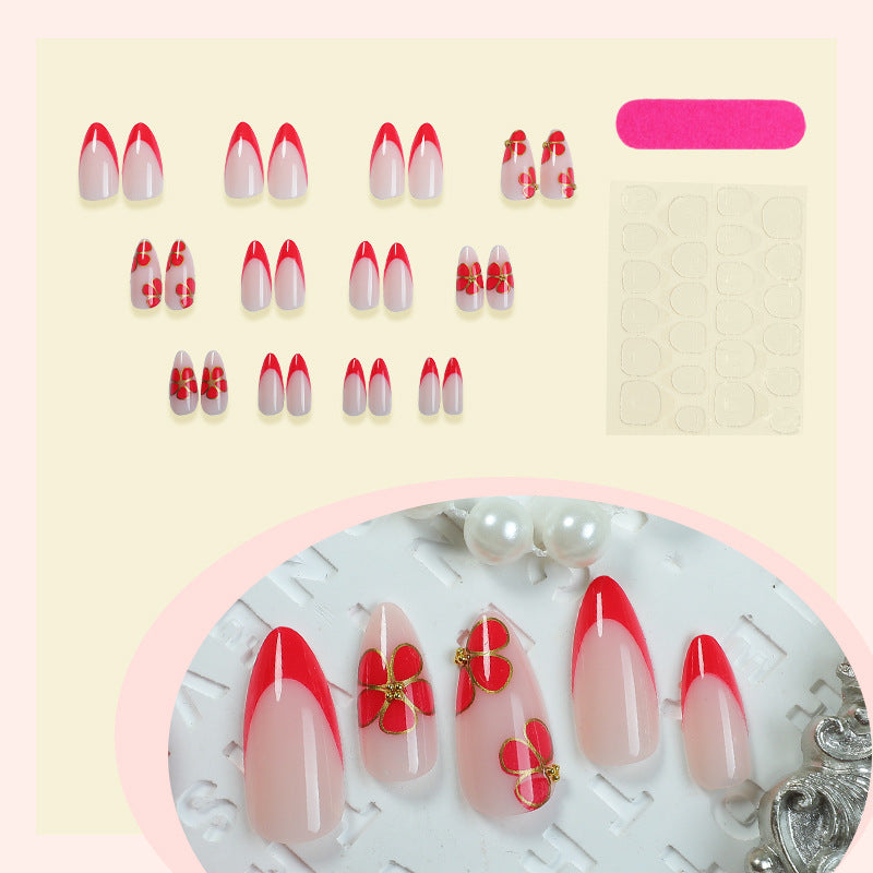 Künstlerisches Press-On Nagelset mit floralem und Ombre-Design Brehn 1788496157