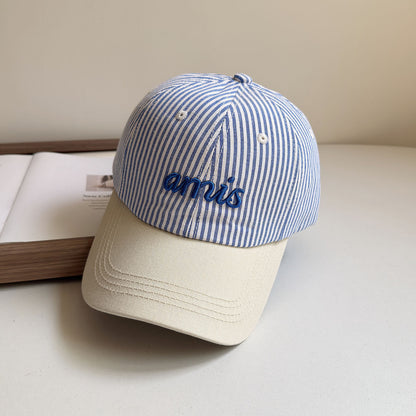 Frauen Gestreifte Baumwoll Baseballcap Brehn