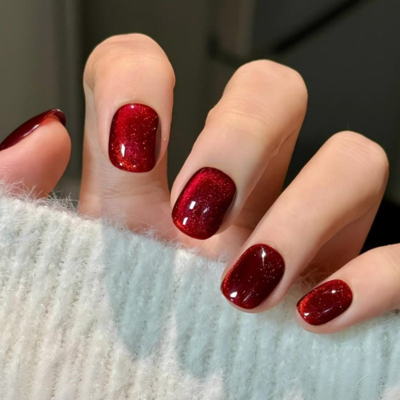 Glitzernder kurzer quadratischer Press-On-Nagelset Brehn