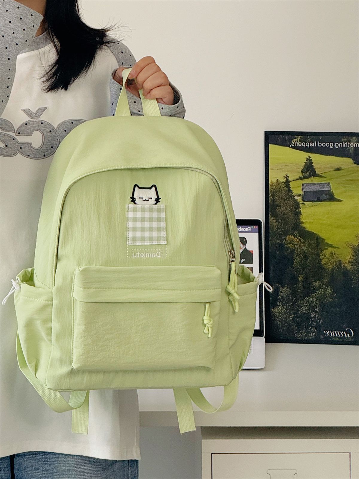 Kat-Stickerei Kompakte Schulrucksack