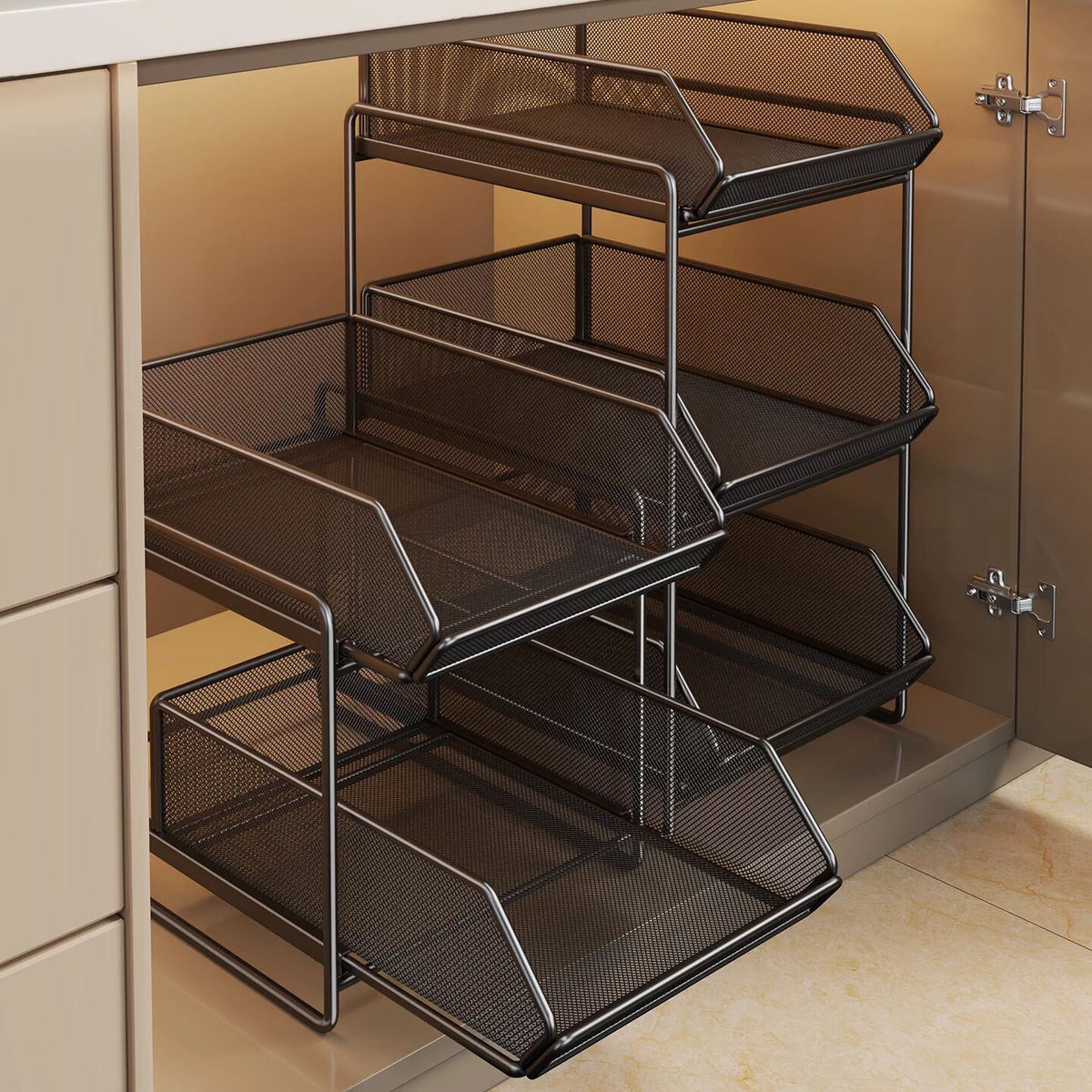 Doppel-Layer Metall-Mesh Ausziehbarer Kleiderschrank-Organizer für Handtaschen und gefaltete Kleidung