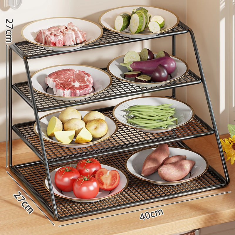 Vierstufiger Mesh-Küchenarbeitsplatten-Organizer-Rack