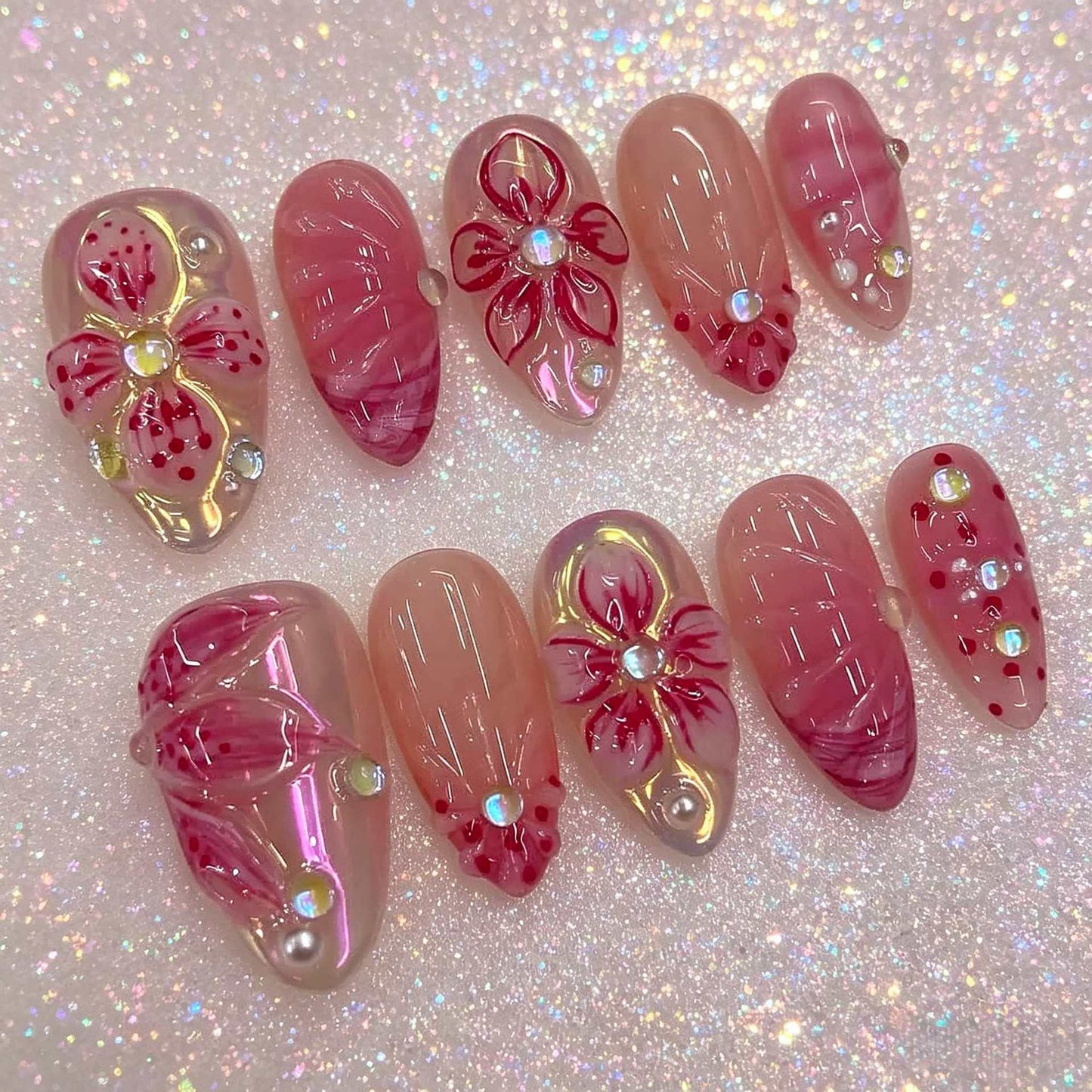 Blumenverzierte Press-On Nagelset Brehn 1787225131