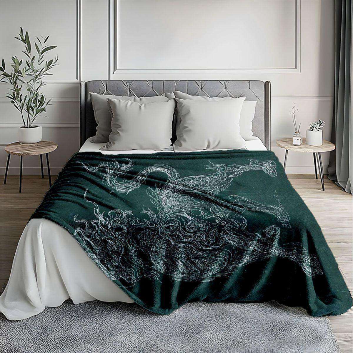 Künstlerische Drachen-Themen Fleece-Wurfdecke