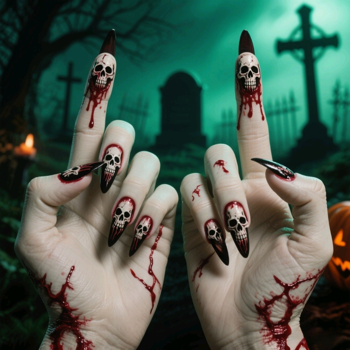 Kunstnägel Im Kreativen Halloween-Motiv Brehn