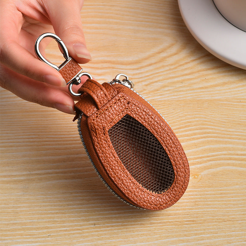 Texturiertes Leder-Münzfach mit Clip Brehn