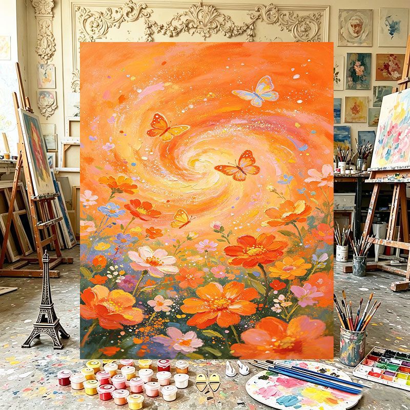 Lebendige florale Wirbel-Leinwandkunst Brehn