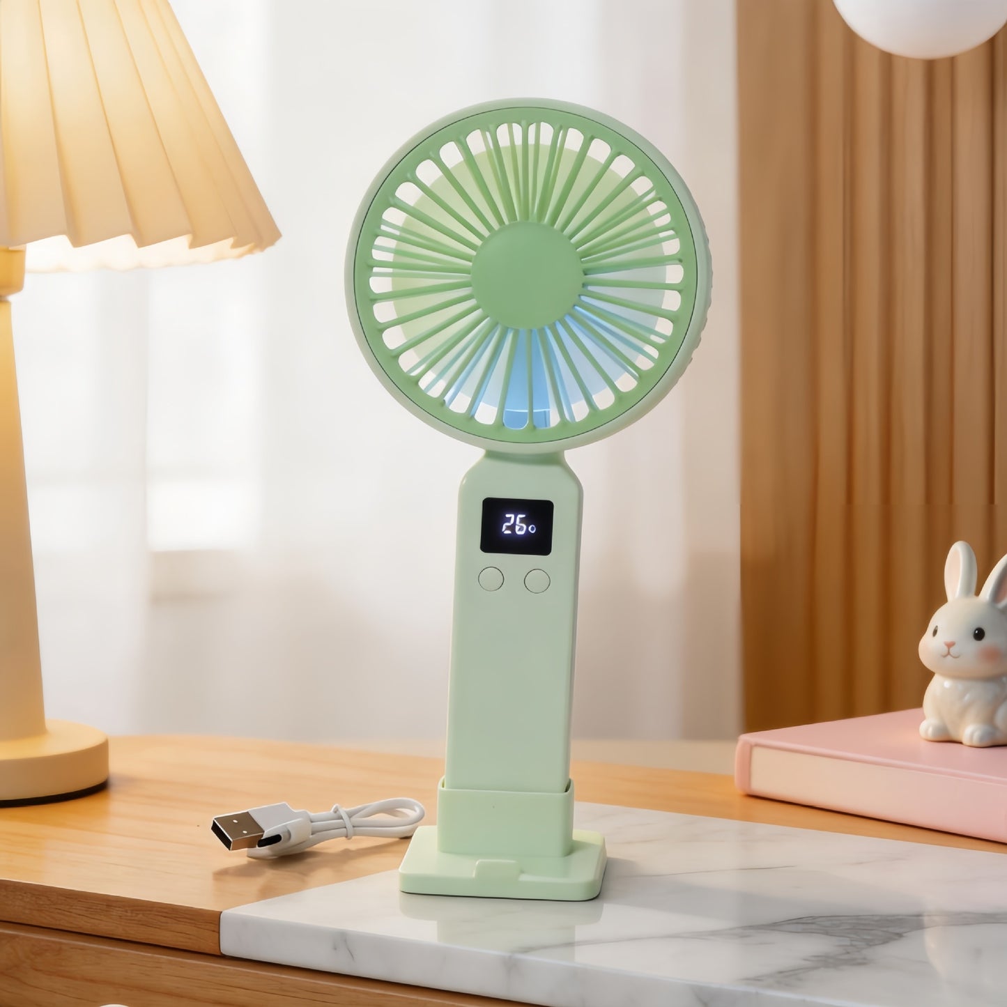 Damen Tragbarer Akku-Handventilator mit digitaler Steuerung Brehn