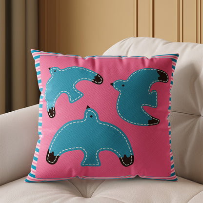 Decorative Square Throw Pillow Cover with Oversized Floral Graphic and Textured Woven Finish