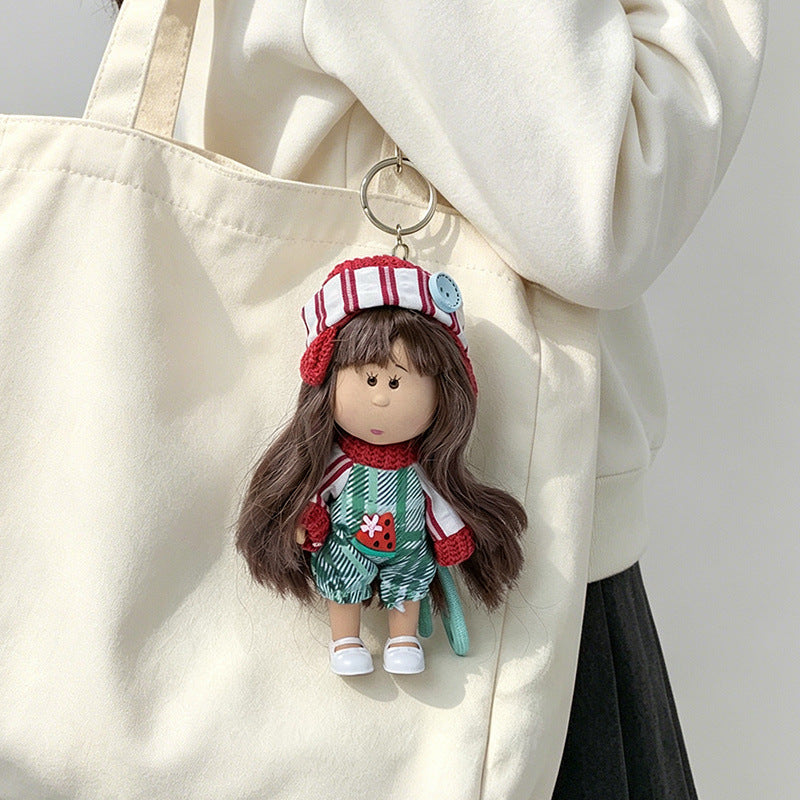 Hooded Doll Bag Charm Schlüsselanhänger mit Denim-Outfit & Schlaufe Brehn