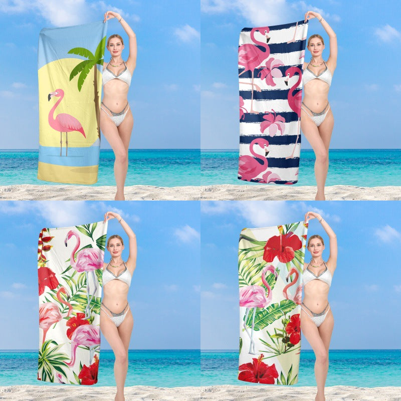 elegantes und funktionales Strandtuch mit tropischem Flamingo-Design Brehn