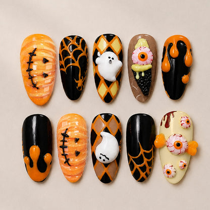 Kreatives Kunstnagelset mit einzigartigen Halloween-Motiven Brehn
