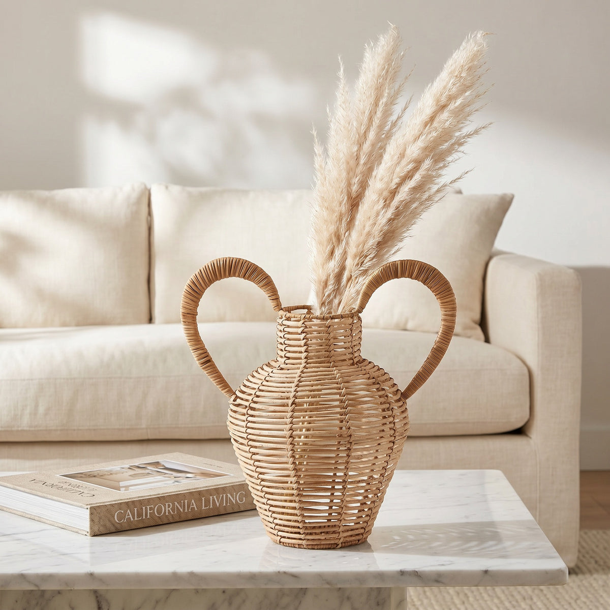 Dekorative Vase aus geflochtenem Naturmaterial Brehn