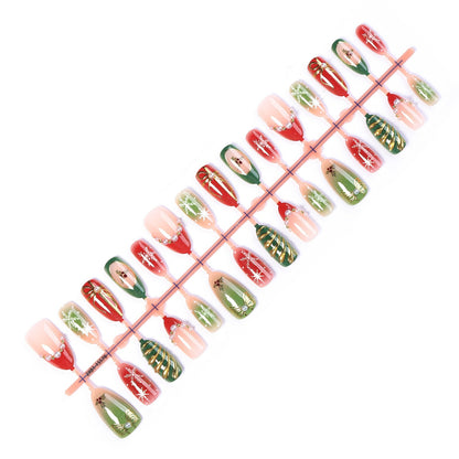 Künstliches Kunstnagelset mit festlichen Weihnachtsmotiven Brehn