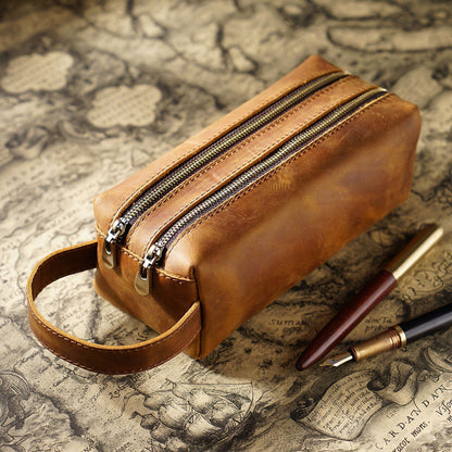 Doppelt-Zipper Leder Stiftetui
