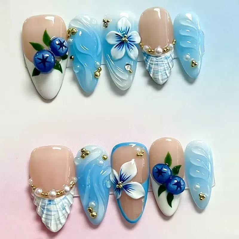 Florale dekorative Press-On Nagelset Brehn