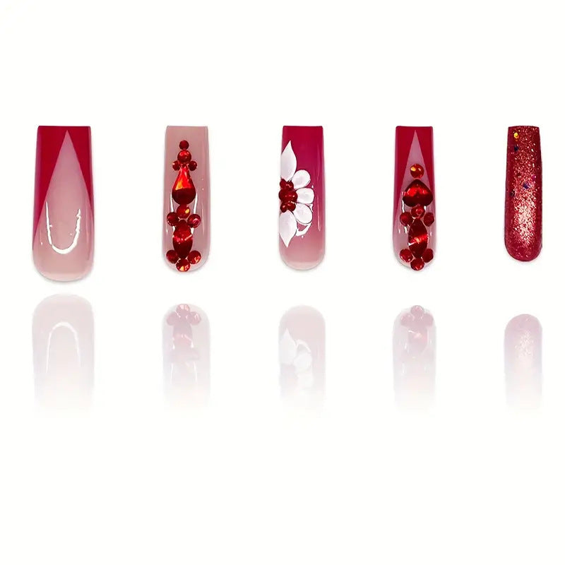 Glamouröse 3D Blumennagelverzierung Brehn