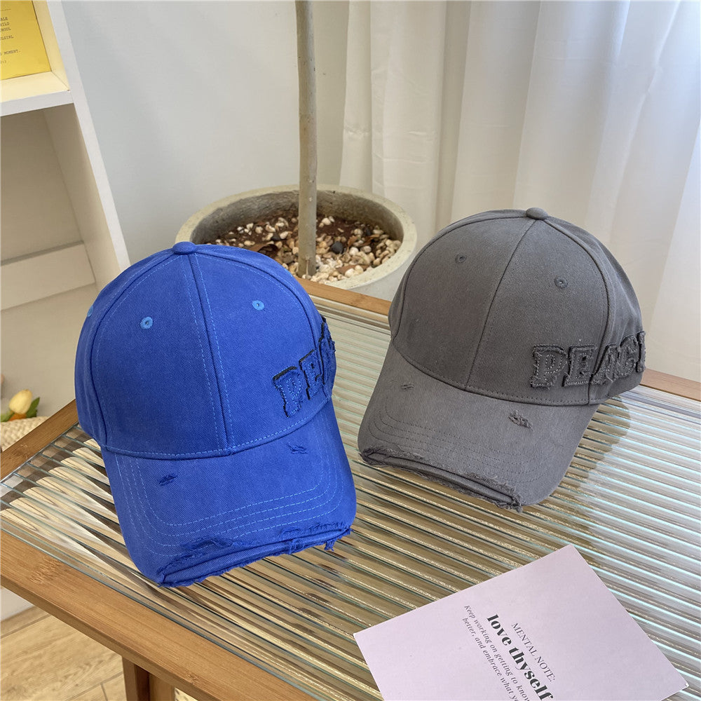 Damen Distressed Graphic Peace Baseball Cap Brehn