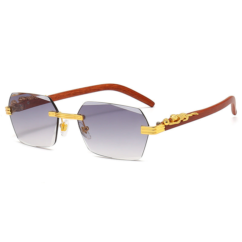 Damen Designer-Sonnenbrille mit kunstvollem Holzrahmen und eleganten Glaselementen Brehn
