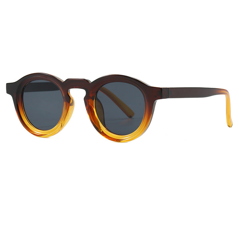 Damen modische runde Sonnenbrille mit transparentem Rahmen und UV-Schutz Brehn