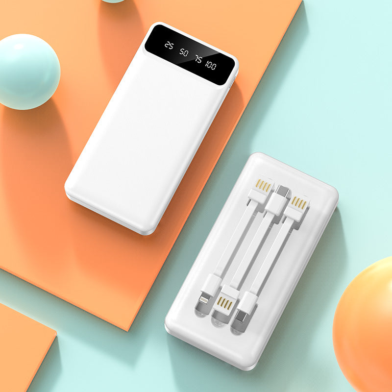 Tragbare Powerbank mit integriertem Multikabel und digitaler Ladeanzeige Brehn