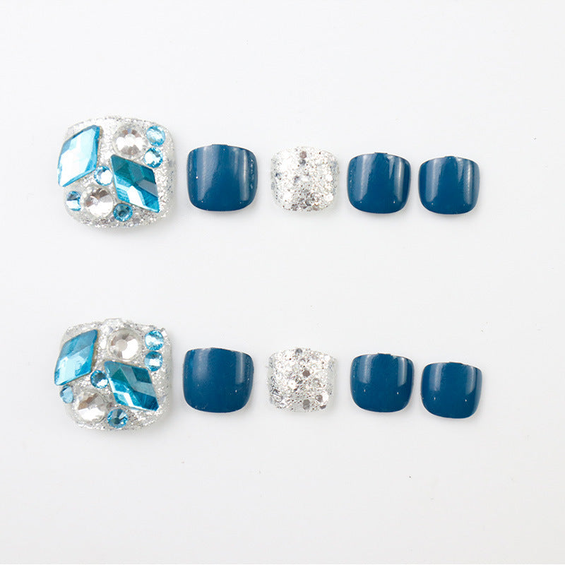 Rhinestone-beschlagene Press-On Fußnagel Set Brehn