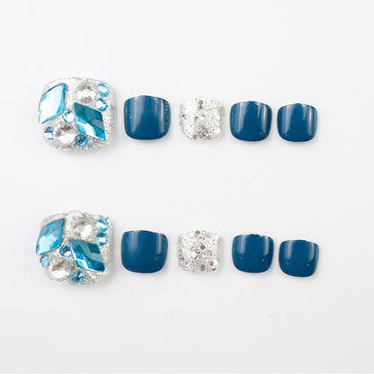 Rhinestone-beschlagene Press-On Fußnagel Set Brehn