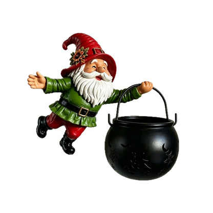Dekorative Gartenzwergfigur mit Kessel Brehn