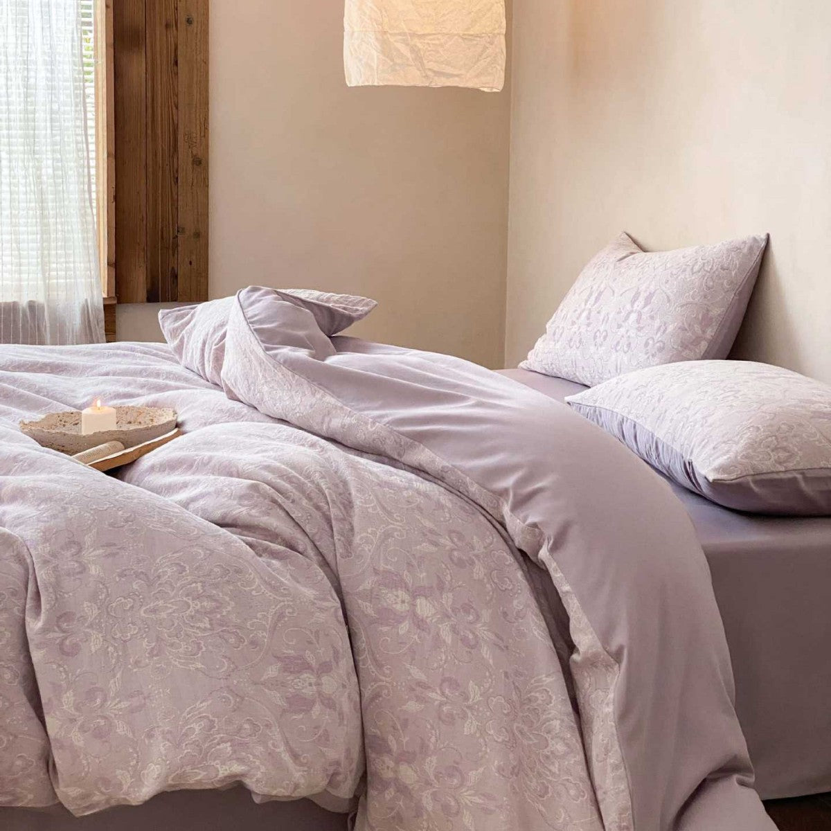 Premium-Baumwoll-Jacquard-Bettbezuggarnitur mit dezentem Paisley‑Relief und verdecktem Reißverschluss
