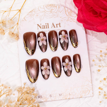 Künstlerisches Floral Eleganz Press-On Nagelset