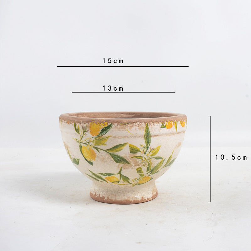 Florale Keramik Pflanzgefäß Brehn