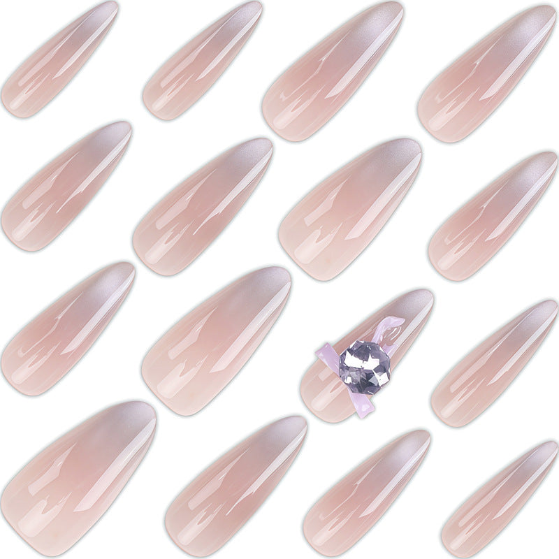Künstlerisches Ombre Press-On Nageldesign mit Kristallakzent Brehn
