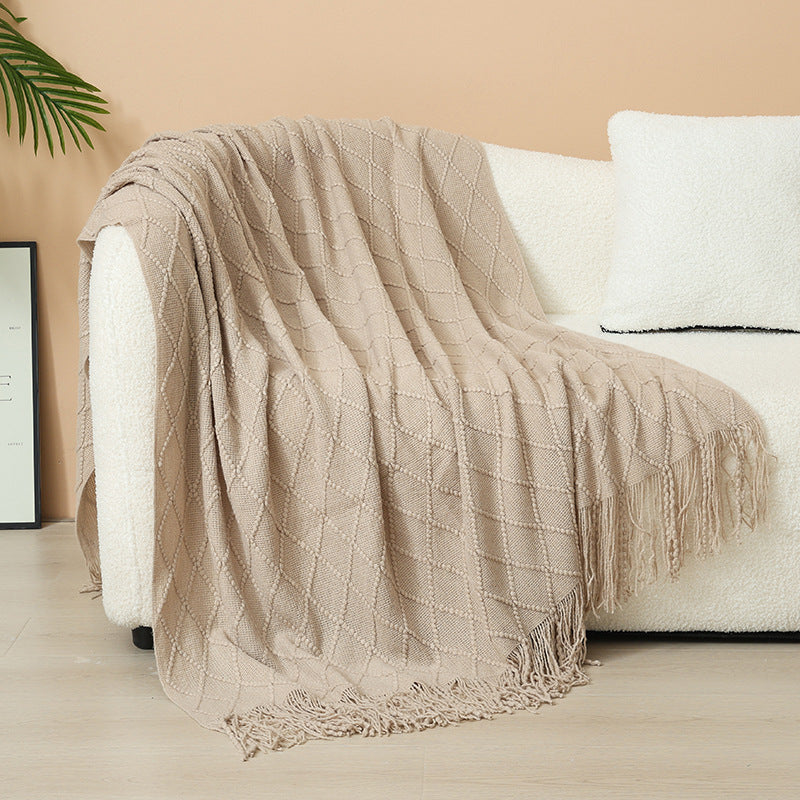 Damen Elegante und stilvolle Wohn- und Kuscheldecke mit Fransen Brehn