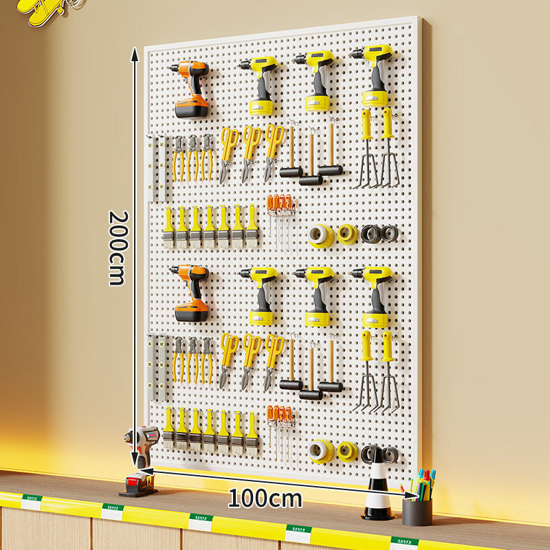 Wandmontierter perforierter Metallwerkzeug-Pegboard-Organizer mit Magnetstreifen und Mehrfachhaken