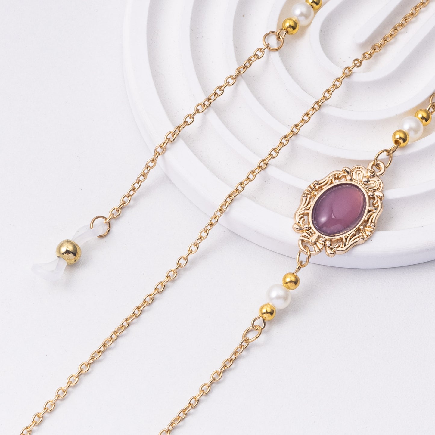 Elegante Brillen Kette mit dekorativen Edelsteinen Brehn