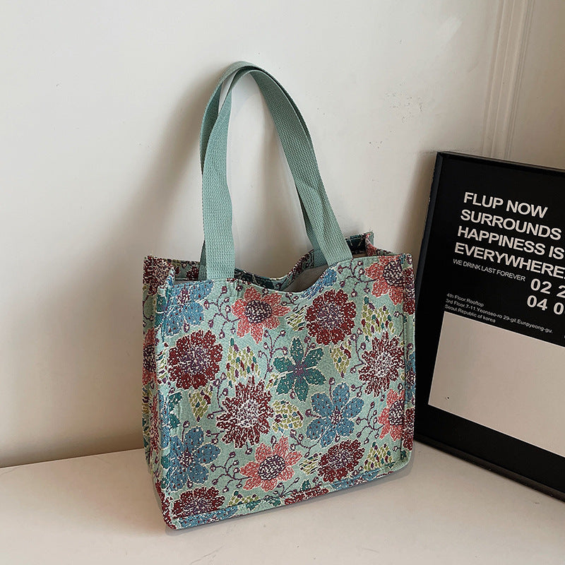 Florale gestickte Wandteppich Tragetasche