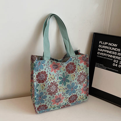 Florale gestickte Wandteppich Tragetasche