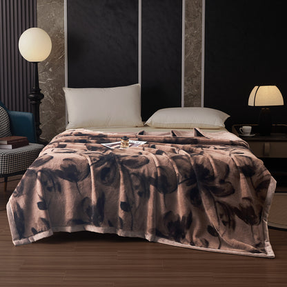 Plüsch-Mikrofaser-Fleece-Wurfdecke mit Silhouette-Blumenmuster
