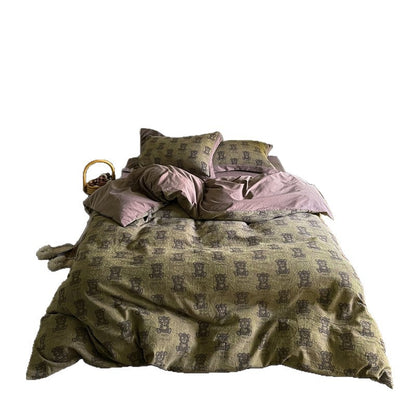 Teddy-Motiv Gewaschenes Baumwoll-Percale Bettwäsche-Set