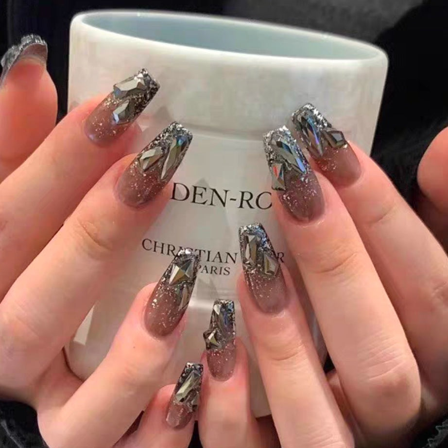 Glamouröse mit Kristallen verzierte Press-On-Nagelset Brehn 1787395125