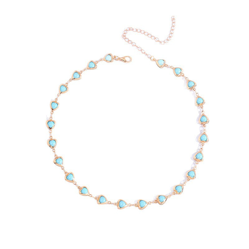 Herzförmige Edelstein Choker Halskette Brehn