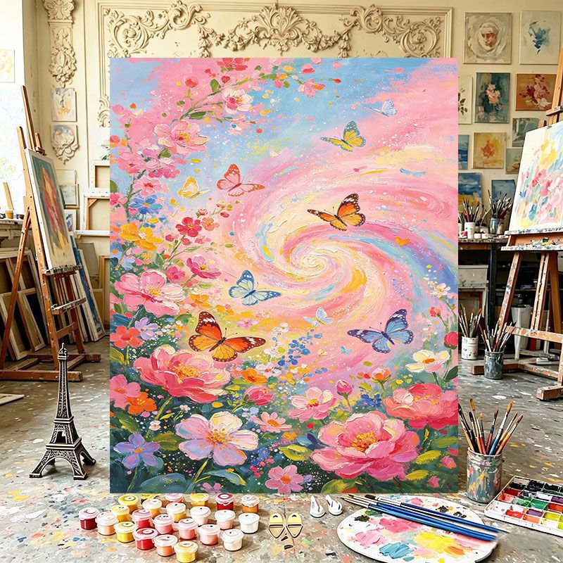 Lebendige florale Wirbel-Leinwandkunst Brehn