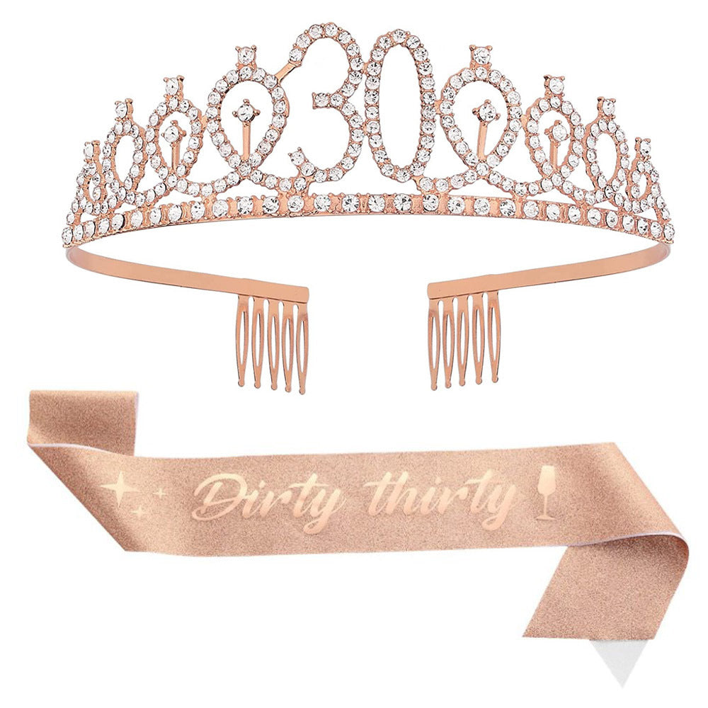 Damen Glitzernde Geburtstagskrone mit aufwendigem Haarband Brehn
