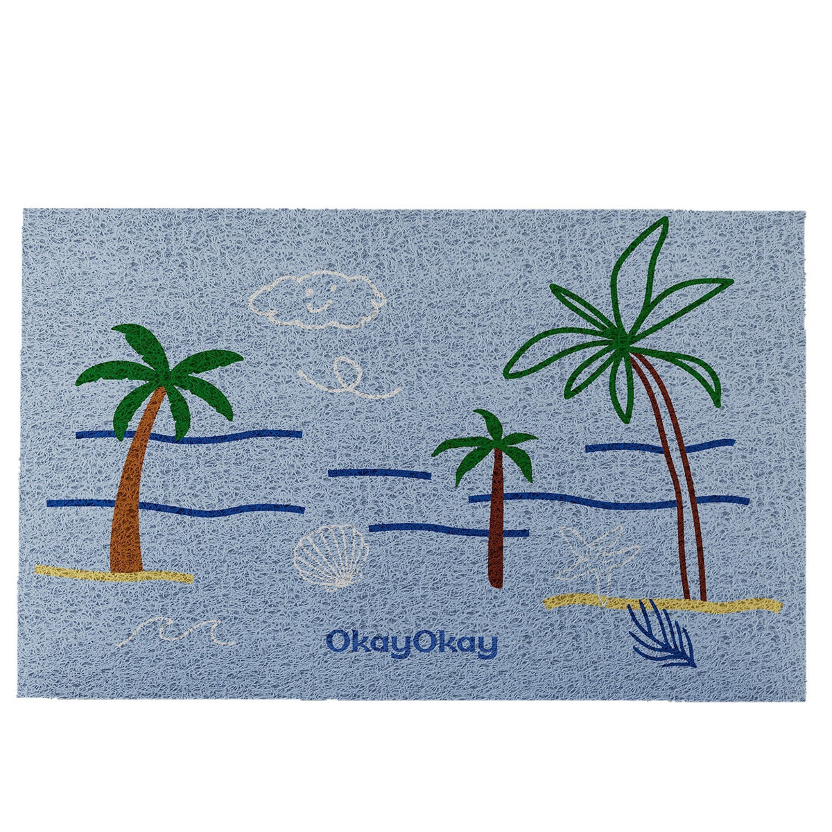 Coiled Vinyl Non-Slip Indoor Doormat with Hand-Drawn Tropical & Floral Doodle Print