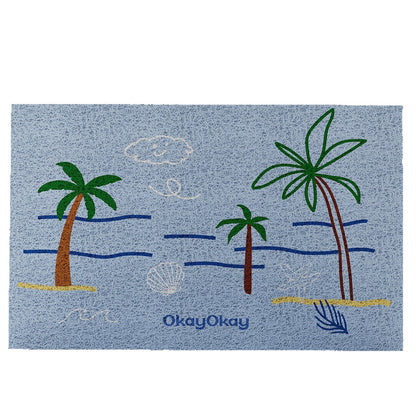 Coiled Vinyl Non-Slip Indoor Doormat with Hand-Drawn Tropical & Floral Doodle Print