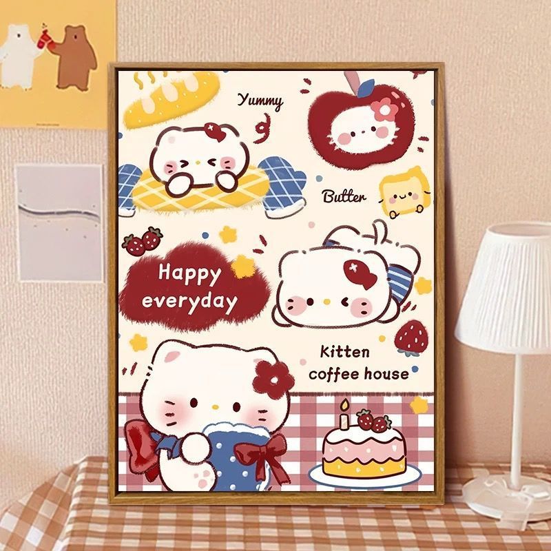 Hello Kitty-inspirierte Cartoon-Wandkunst Druck Brehn