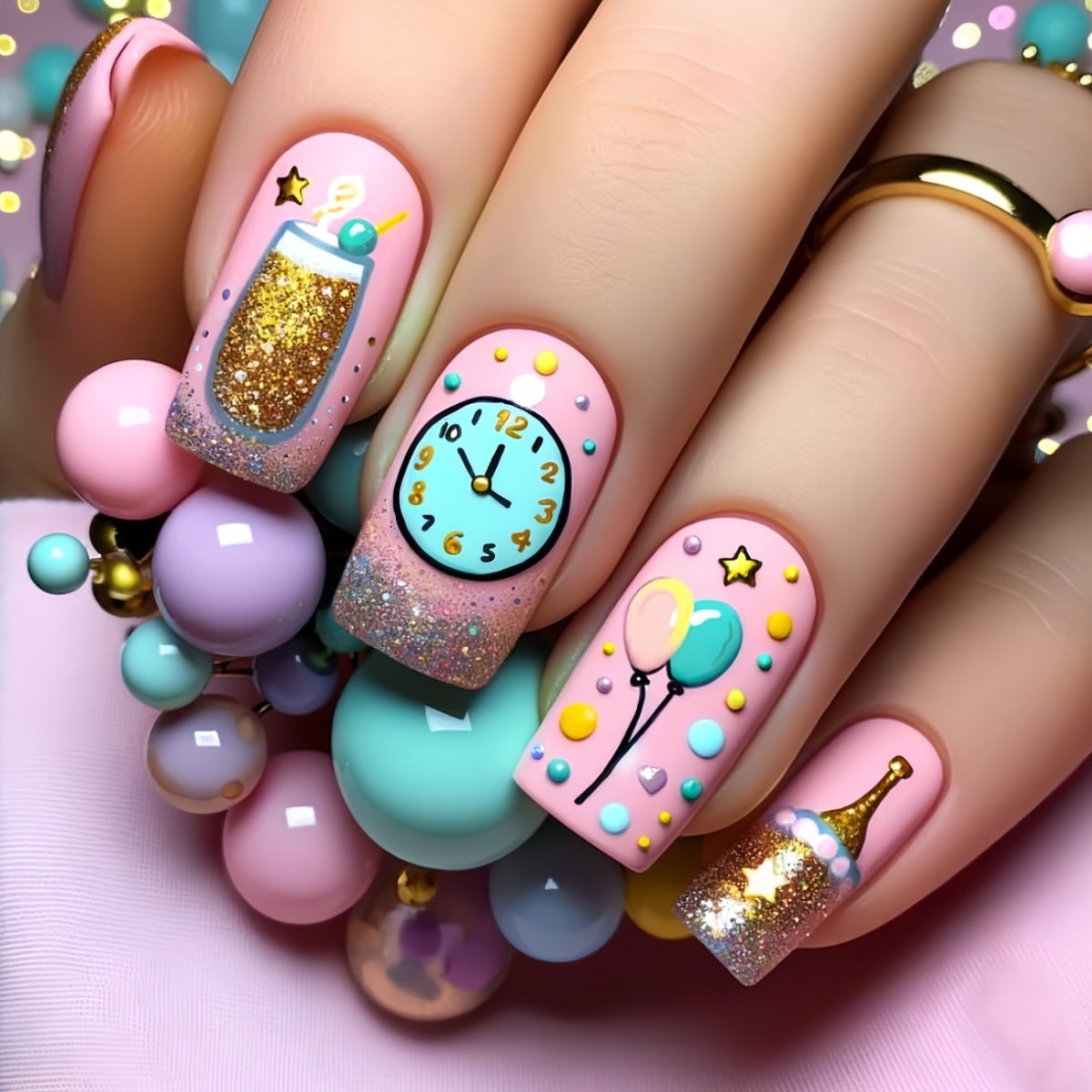 Festliche Feier Druck-On Nagelkunst Brehn