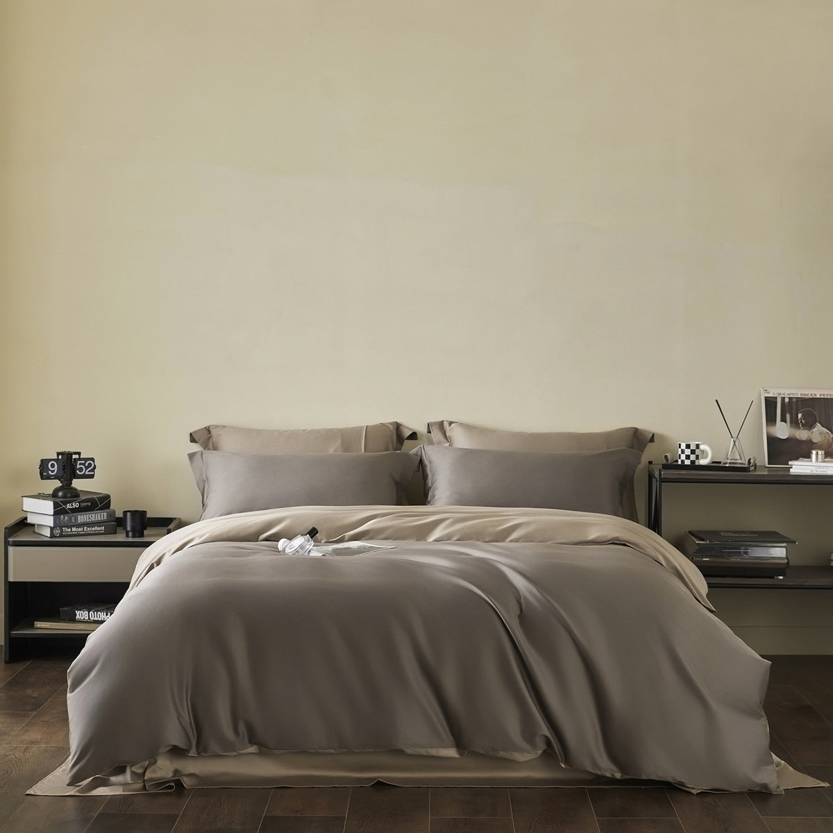 Luxuriöse Baumwollsatin-Bettbezug-Garnitur mit Hotelfinish