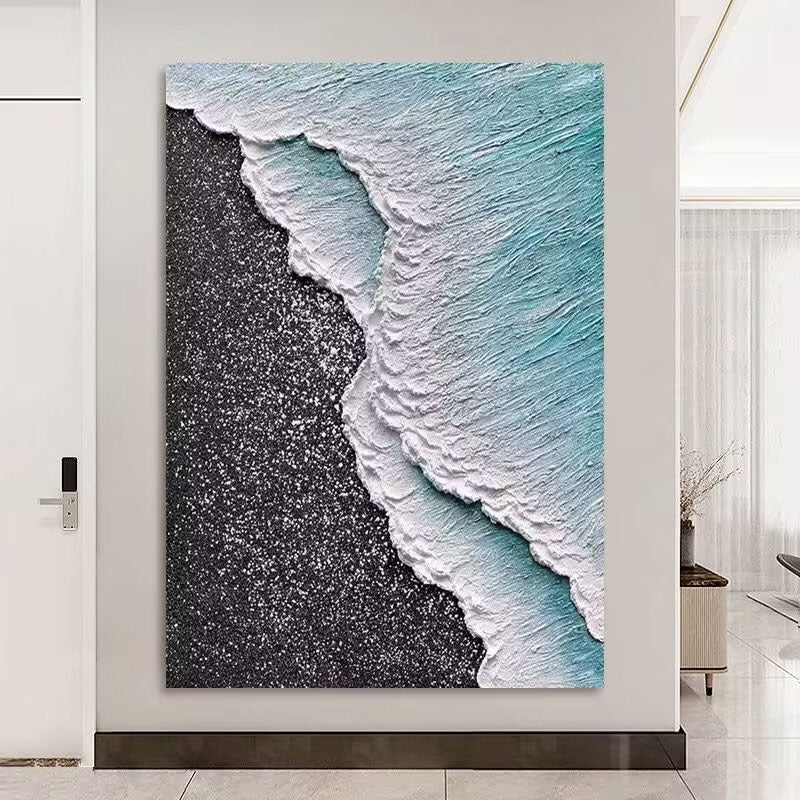 Texturiertes Küstenwellenkunst-Leinwand