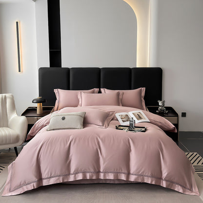 Premium gebürstetes Baumwollsatin Bettbezug Set mit Leiterstichsaum & Oxford Kissenbezüge